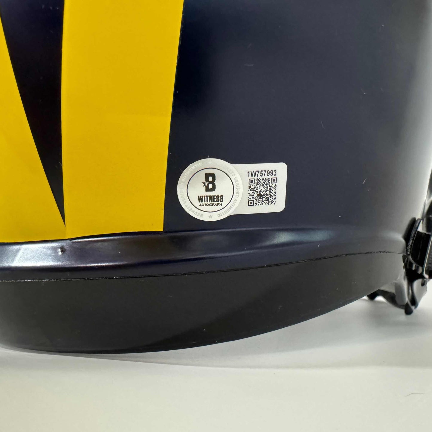 Autographed/Signed Blake Corum Michigan Wolverines Full Size FS F/S Speed Replica College Football Helmet Beckett BAS COA