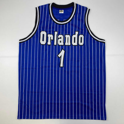 Autographed/Signed Anfernee Penny Hardaway Orlando Blue Pinstripe Basketball Jersey PSA/DNA COA