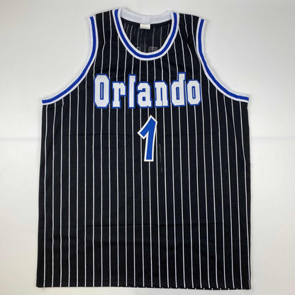 Autographed/Signed Anfernee Penny Hardaway Orlando Black Pinstripe Basketball Jersey PSA/DNA COA