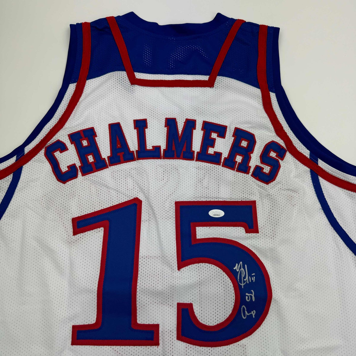 Autographed/Signed Mario Chalmers Kansas White College Basketball Jersey JSA COA