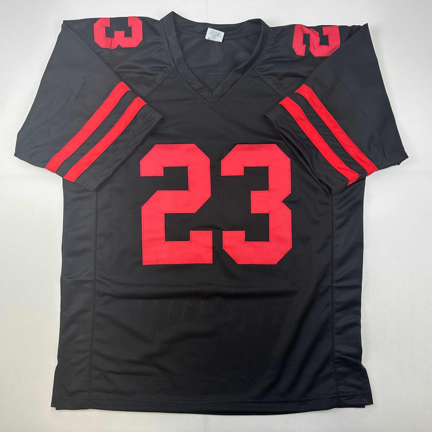 Autographed/Signed Christian McCaffrey San Francisco Black Football Jersey JSA COA