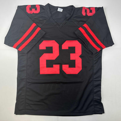 Autographed/Signed Christian McCaffrey San Francisco Black Football Jersey JSA COA