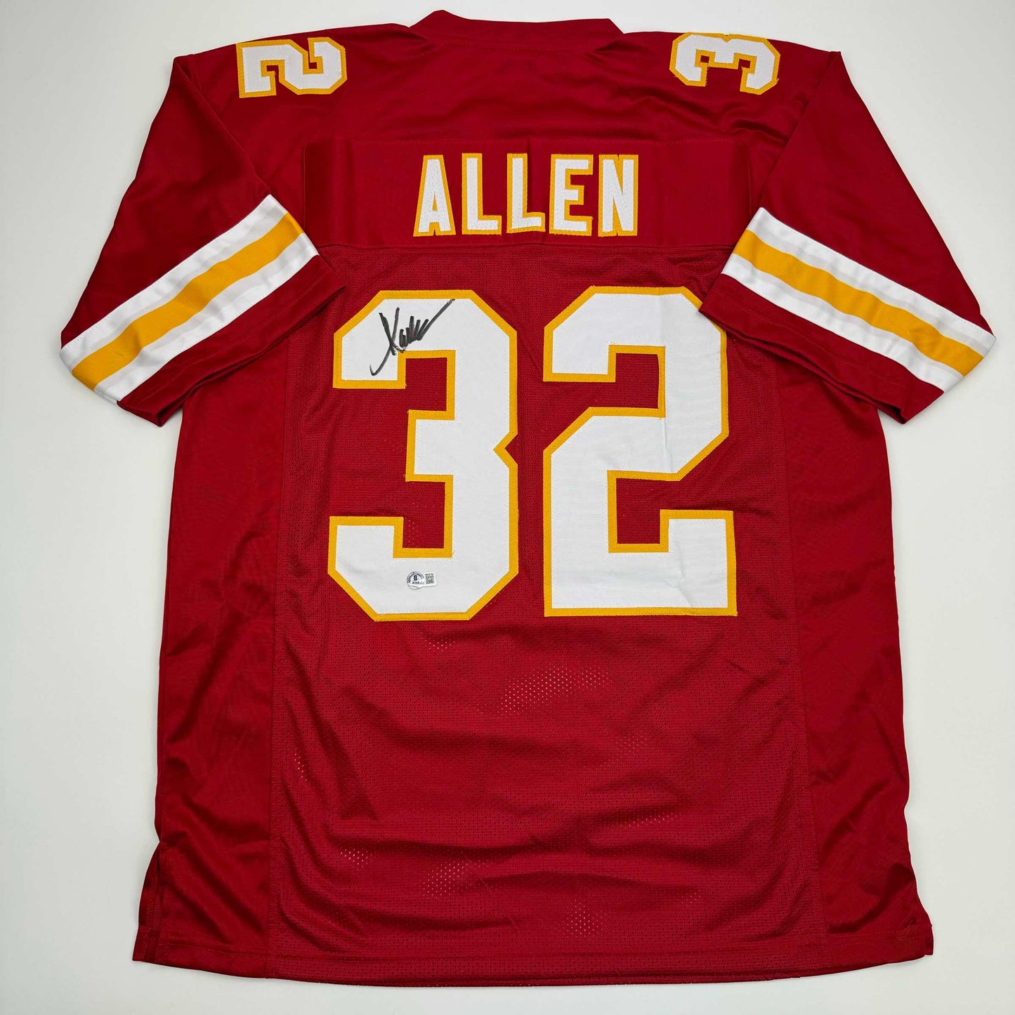 Autographed/Signed Marcus Allen Kansas City Red Football Jersey Beckett BAS COA