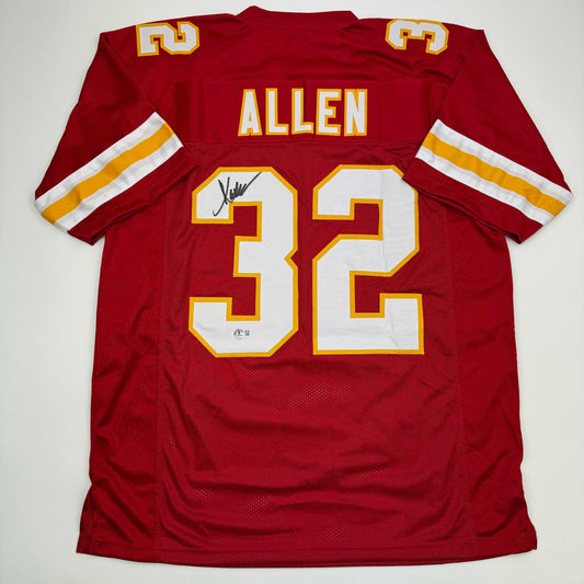 Autographed/Signed Marcus Allen Kansas City Red Football Jersey Beckett BAS COA