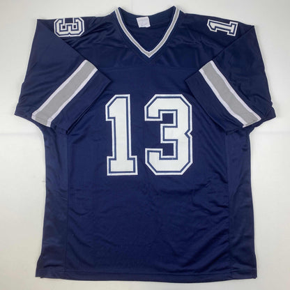 Autographed/Signed Michael Gallup Dallas Blue Football Jersey JSA COA