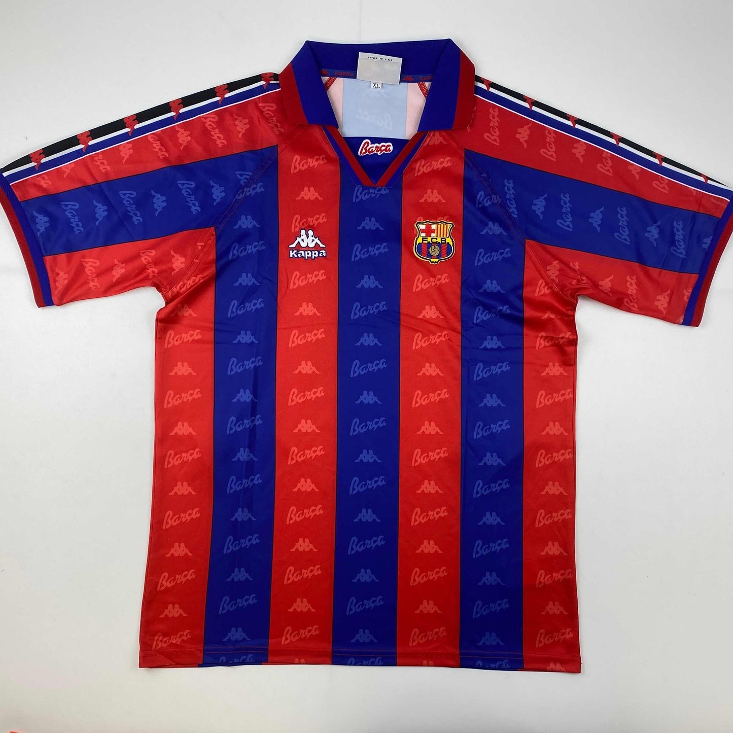 Autographed/Signed Ronaldo Nazario FC Barcelona Red/Blue Soccer Jersey Beckett BAS COA