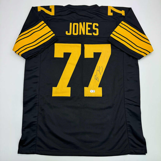 Autographed/Signed Broderick Jones Pittsburgh Black Color Rush CR Football Jersey Beckett BAS COA