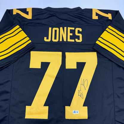 Autographed/Signed Broderick Jones Pittsburgh Black Color Rush CR Football Jersey Beckett BAS COA
