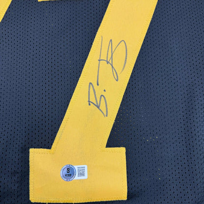 Autographed/Signed Broderick Jones Pittsburgh Black Color Rush CR Football Jersey Beckett BAS COA