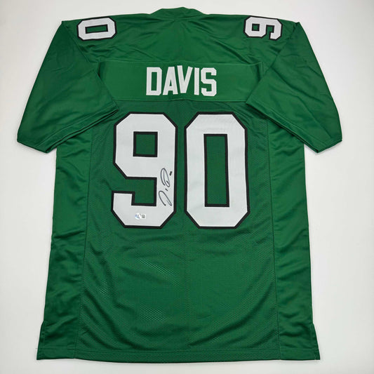 Autographed/Signed Jordan Davis Philadelphia Kelly Green Football Jersey Beckett BAS COA