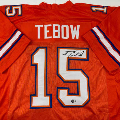 Autographed/Signed Tim Tebow Florida Orange College Football Jersey Beckett BAS COA