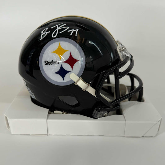 Autographed/Signed Broderick Jones Pittsburgh Steelers Mini Football Helmet Beckett BAS COA