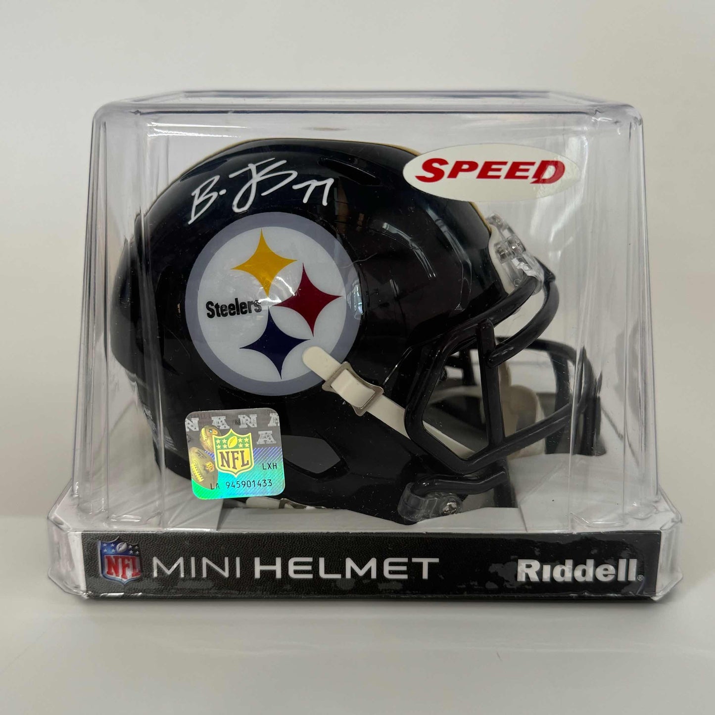 Autographed/Signed Broderick Jones Pittsburgh Steelers Mini Football Helmet Beckett BAS COA