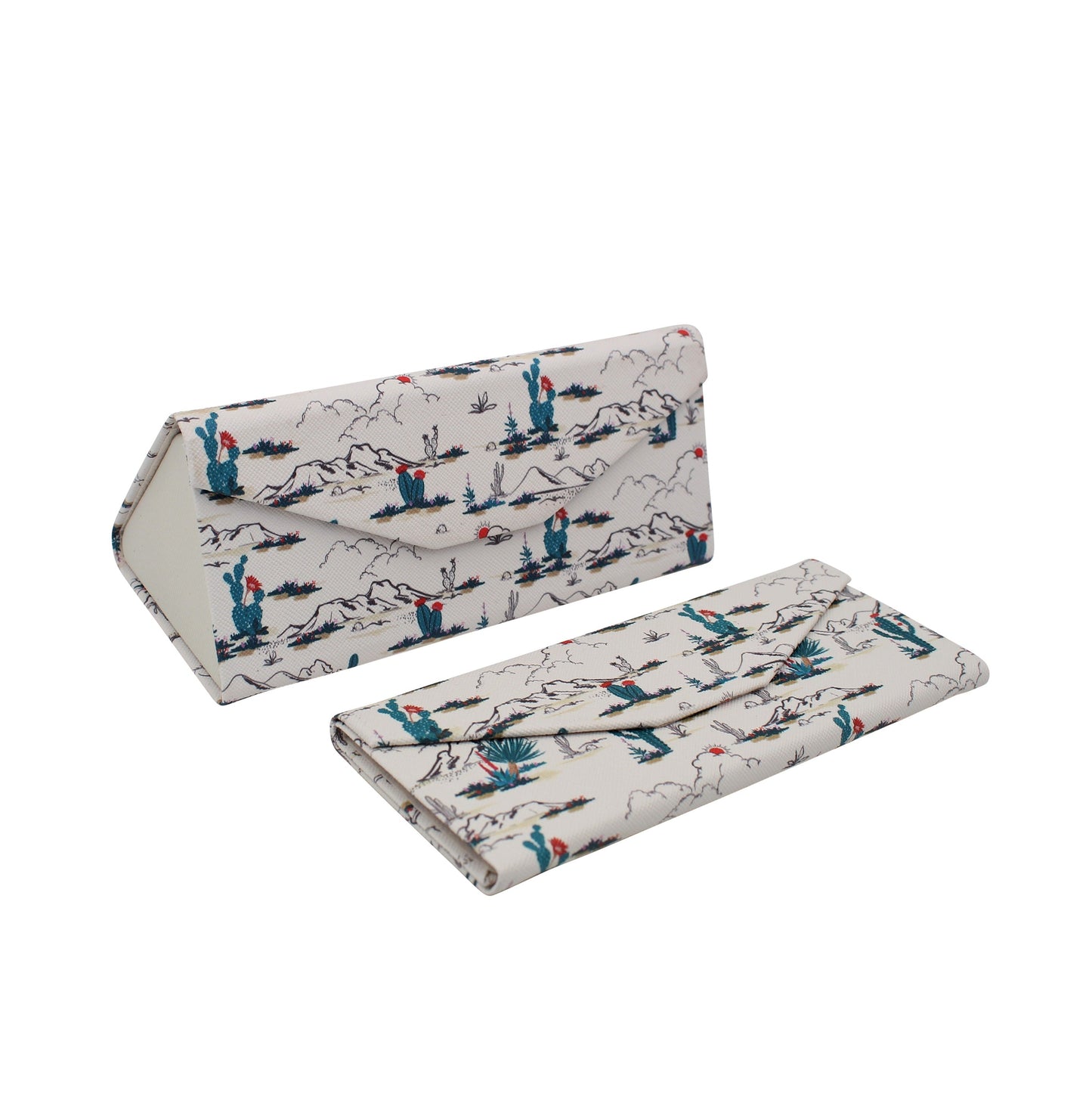 Cactus Desert Print Glasses Case - Vegan Leather Magic Folding Hardcase
