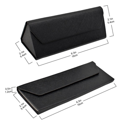 Small Black Solid Color Glasses Case - Vegan Leather Magic Folding Hardcase