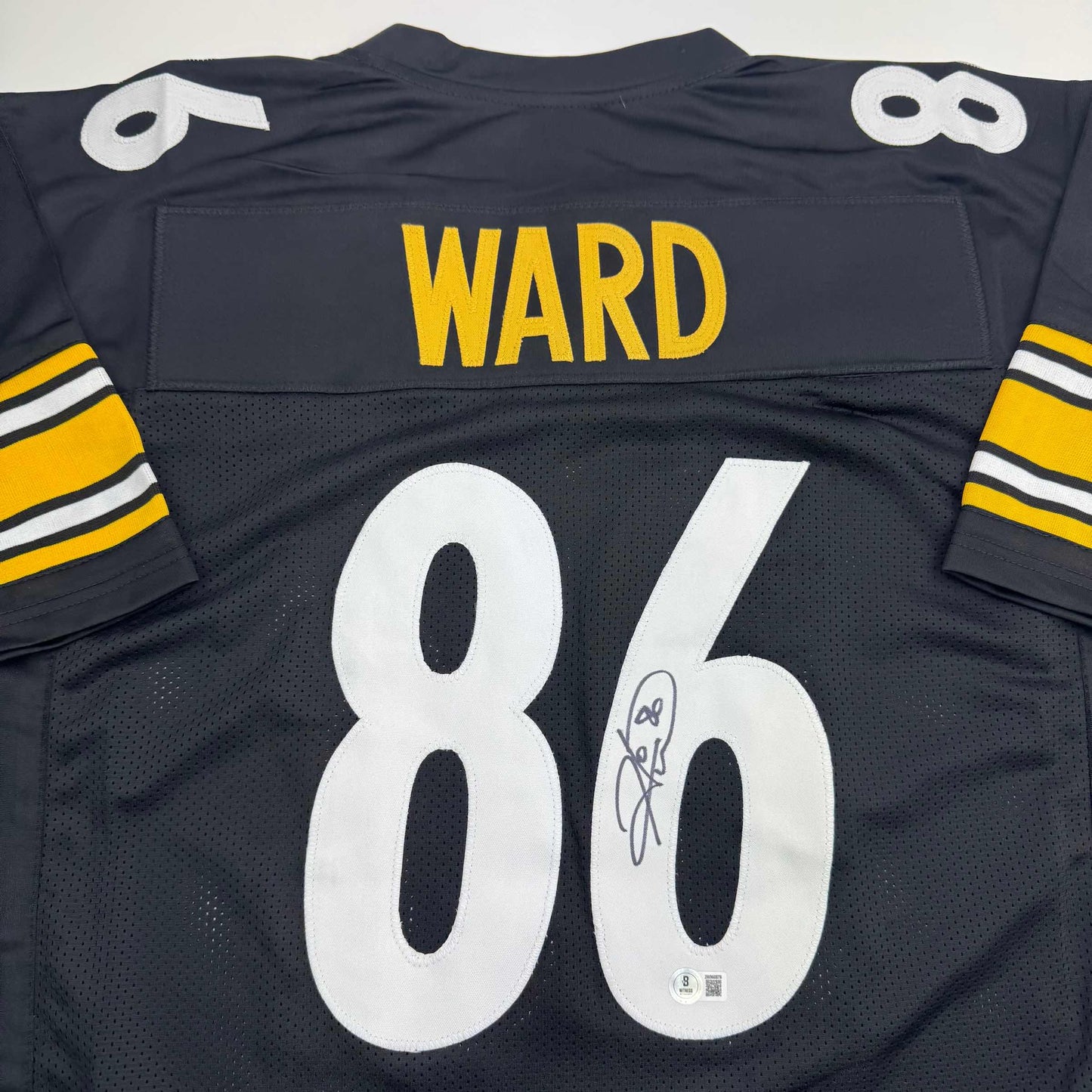 Autographed/Signed Hines Ward Pittsburgh Black Football Jersey Beckett BAS COA