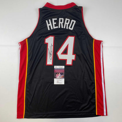 Autographed/Signed Tyler Herro Miami Black Basketball Jersey JSA COA