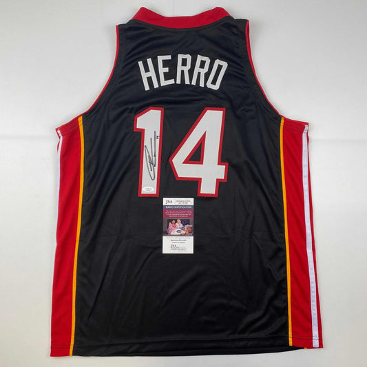 Autographed/Signed Tyler Herro Miami Black Basketball Jersey JSA COA