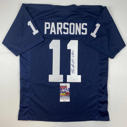 Autographed/Signed Micah Parsons Penn State Blue College Football Jersey JSA COA