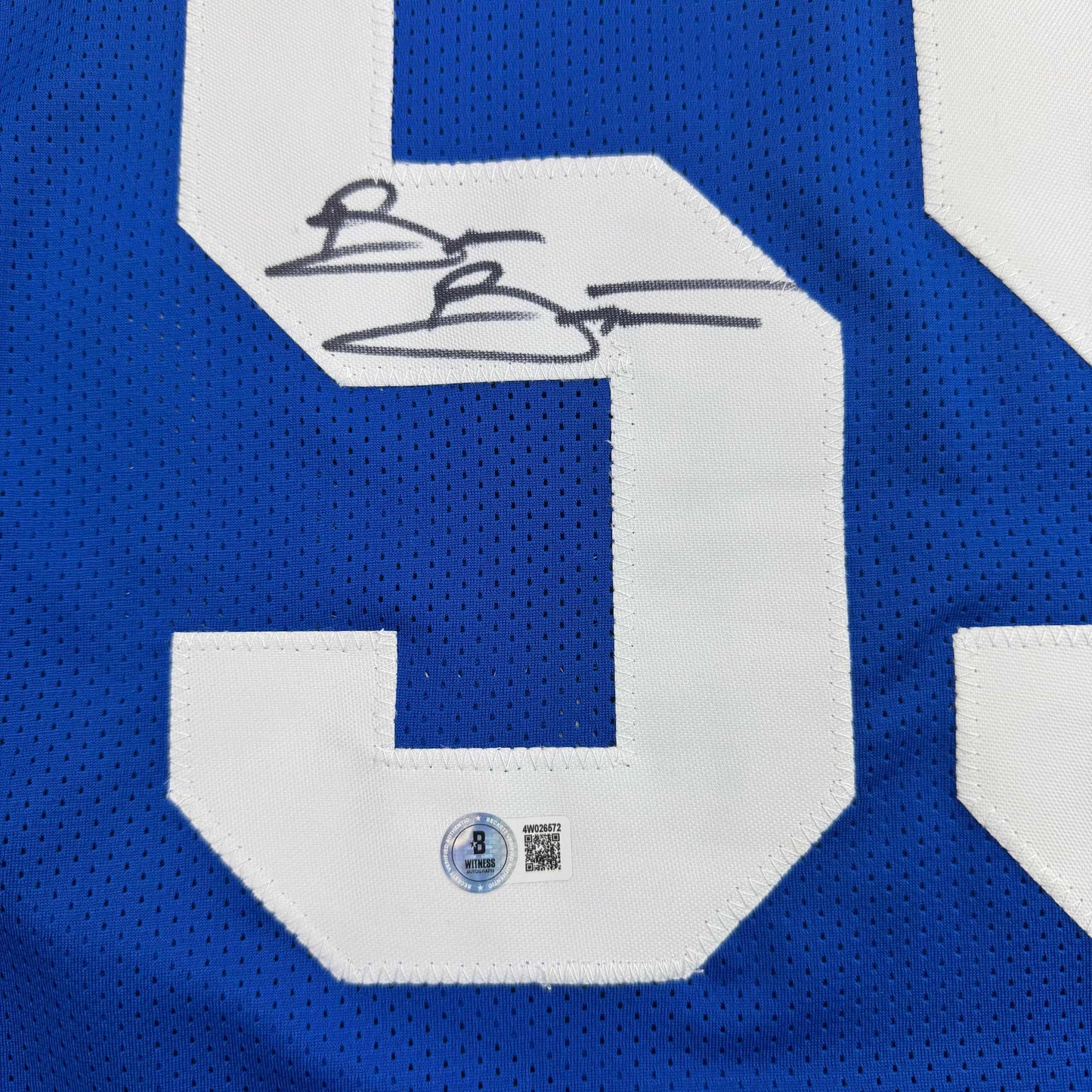 Autographed/Signed Brian Bosworth Seattle Blue Football Jersey Beckett BAS COA