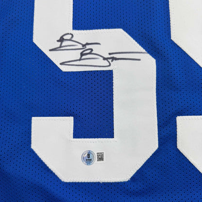 Autographed/Signed Brian Bosworth Seattle Blue Football Jersey Beckett BAS COA