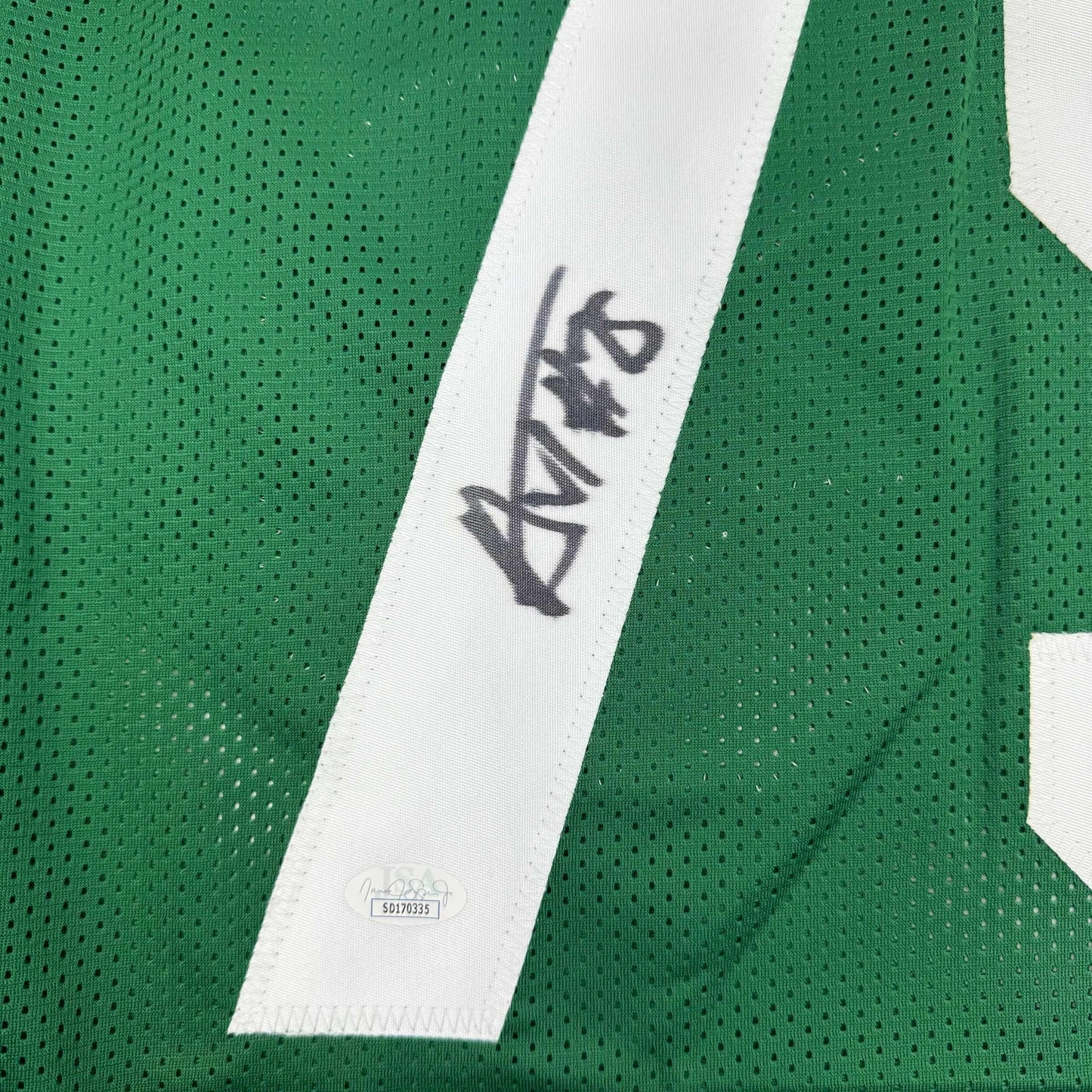 Framed Autographed/Signed Alijah Vera-Tucker 35x39 New York Green Football Jersey JSA COA