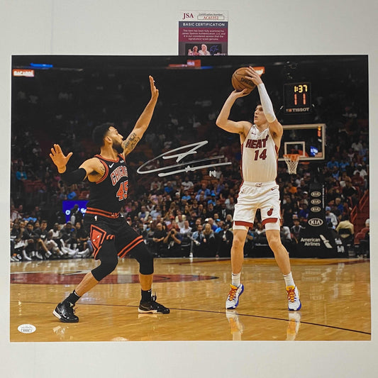 Autographed/Signed Tyler Herro Miami Heat 16x20 Basketball Photo JSA COA