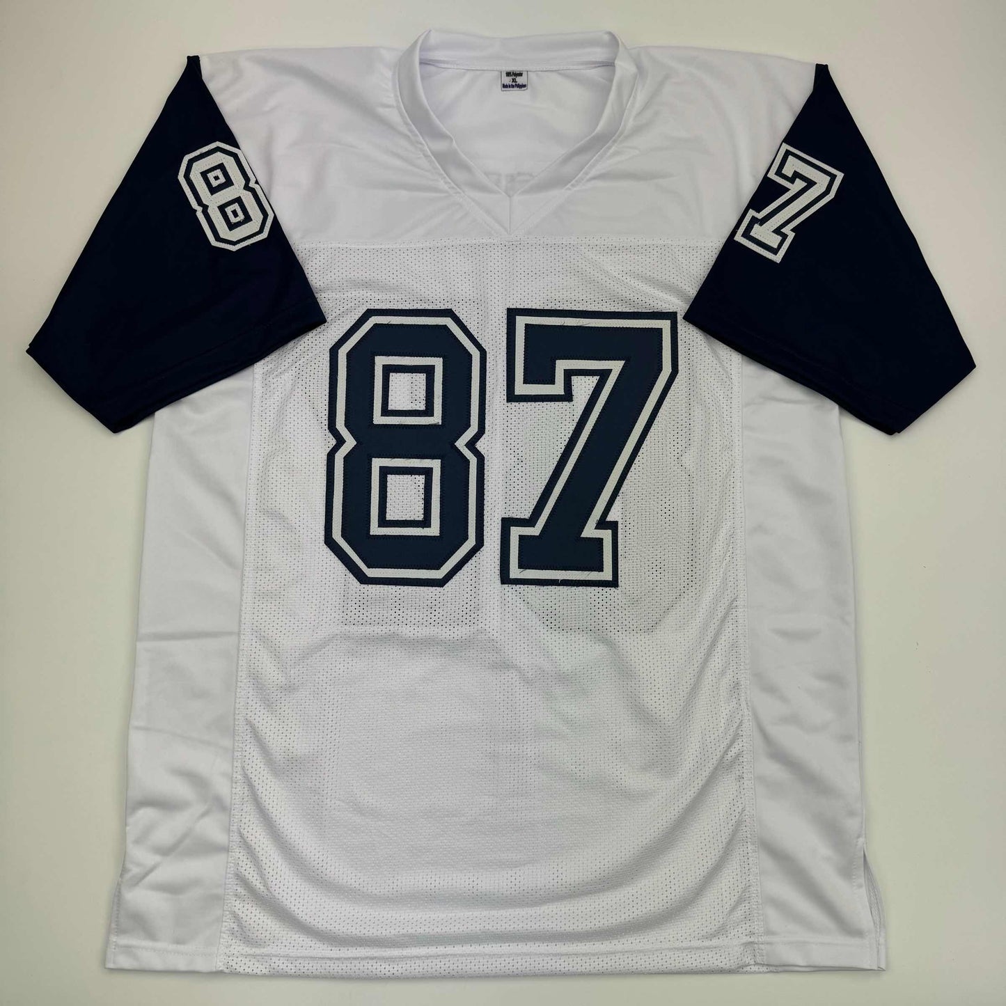 Autographed/Signed Jake Ferguson Dallas White Color Rush Football Jersey Beckett BAS COA