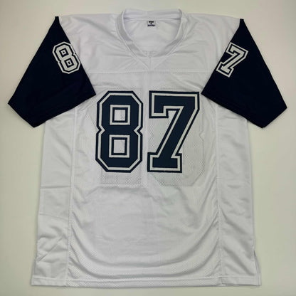 Autographed/Signed Jake Ferguson Dallas White Color Rush Football Jersey Beckett BAS COA