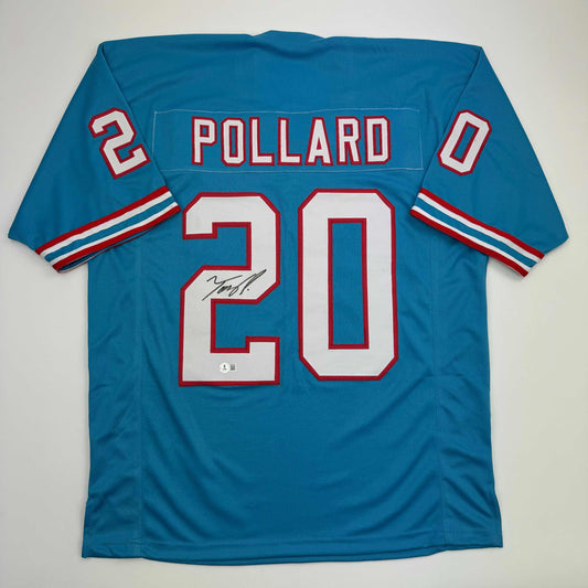 Autographed/Signed Tony Pollard Tennessee Retro Blue Football Jersey Beckett BAS COA