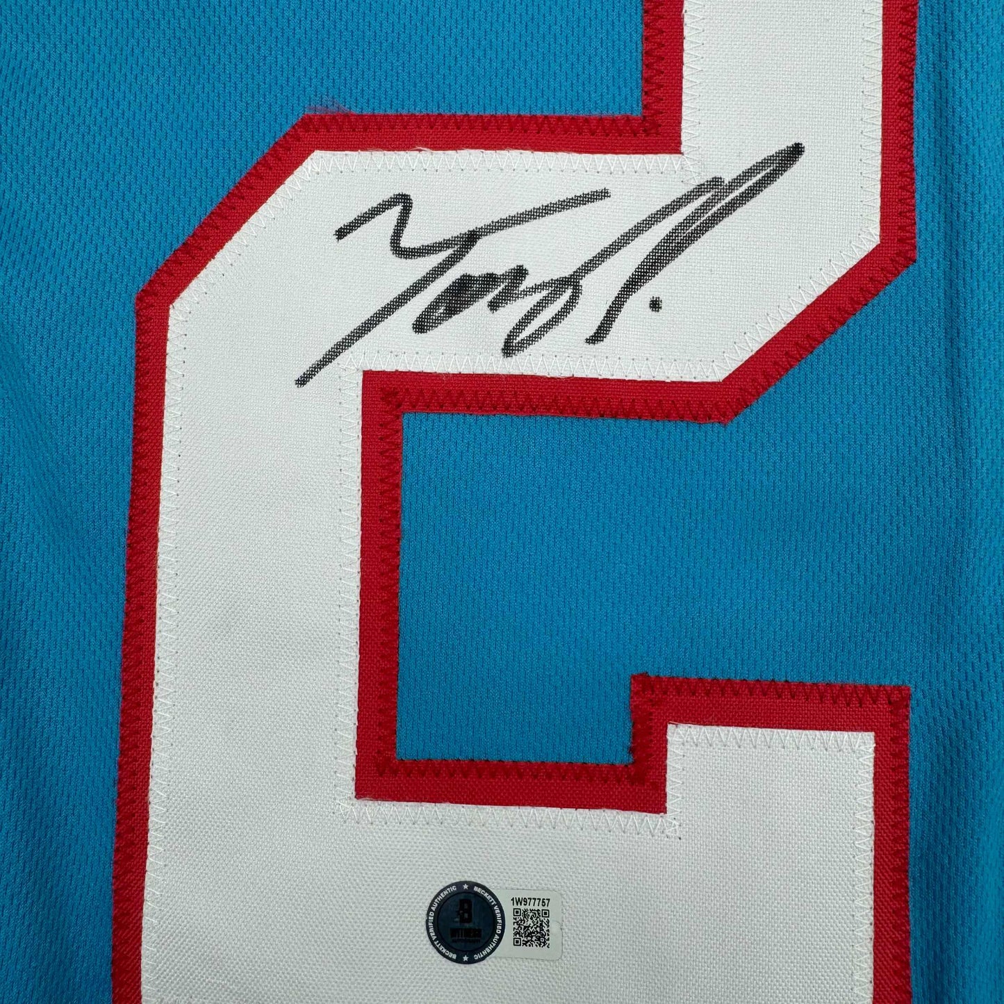 Framed Autographed/Signed Tony Pollard 35x39 Tennessee Retro Blue Football Jersey Beckett BAS COA