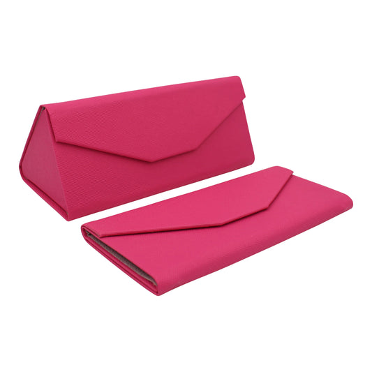 Fuchsia Solid Color Glasses Case - Vegan Leather Magic Folding Hardcase