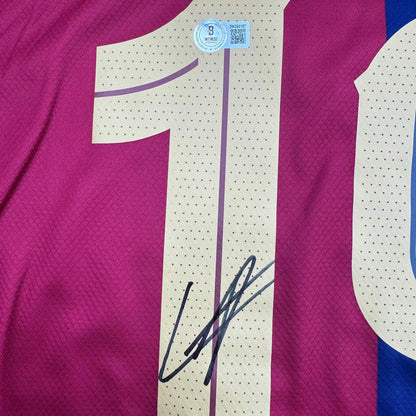 Autographed/Signed Lamine Yamal FC Barcelona Blue Soccer Jersey Beckett BAS COA