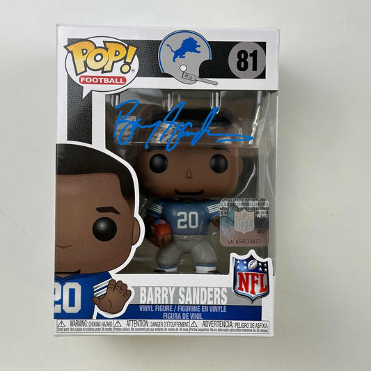 Autographed/Signed Barry Sanders Detroit Lions Funko Pop #81 Football Figurine Toy Beckett BAS COA
