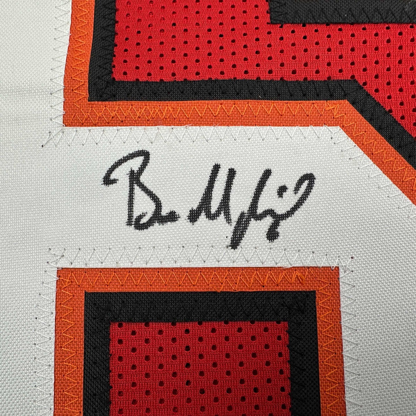 Autographed/Signed Baker Mayfield Tampa Bay Red Football Jersey Beckett BAS COA