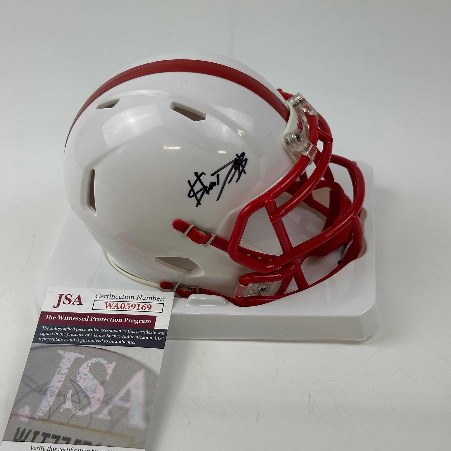 Autographed/Signed Shedeur Sanders Jackson State Mini College Football Helmet JSA COA