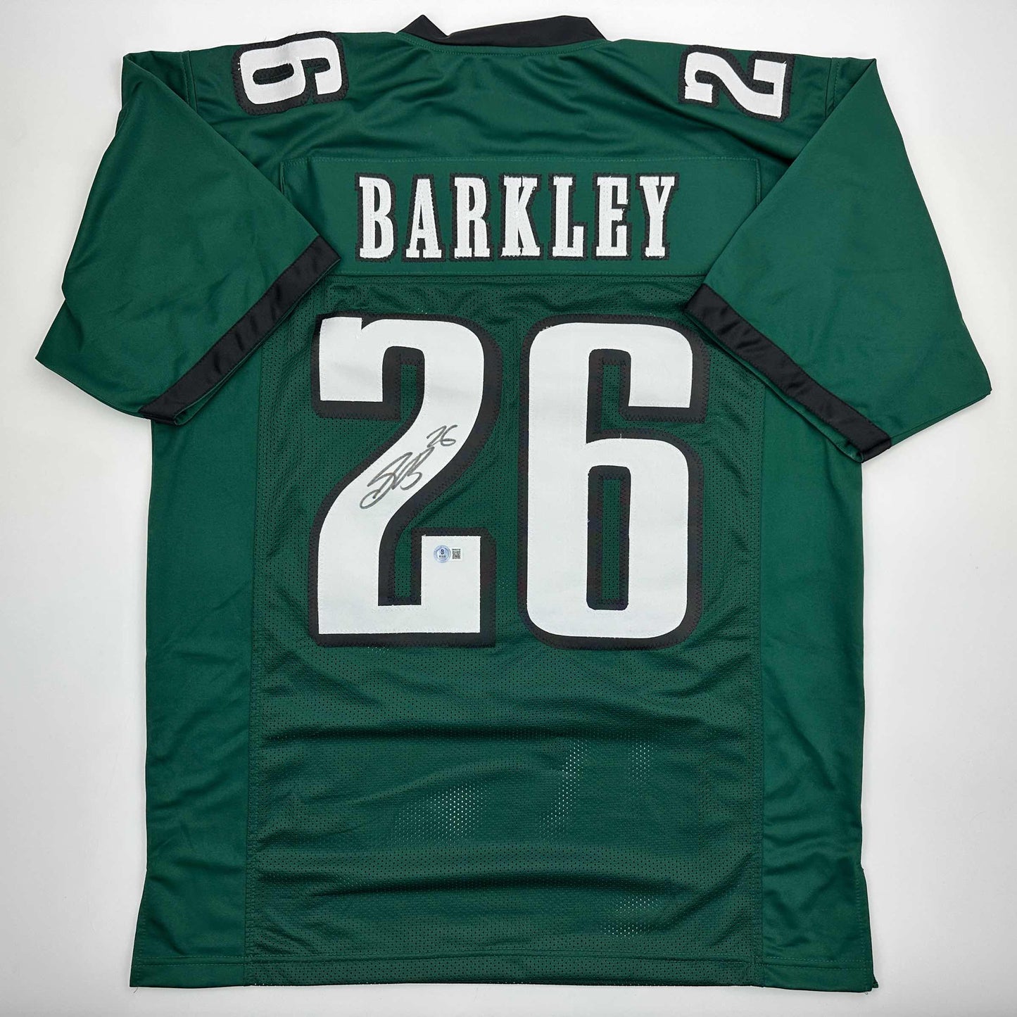 Autographed/Signed Saquon Barkley Philadelphia Midnight Green Football Jersey Beckett BAS COA