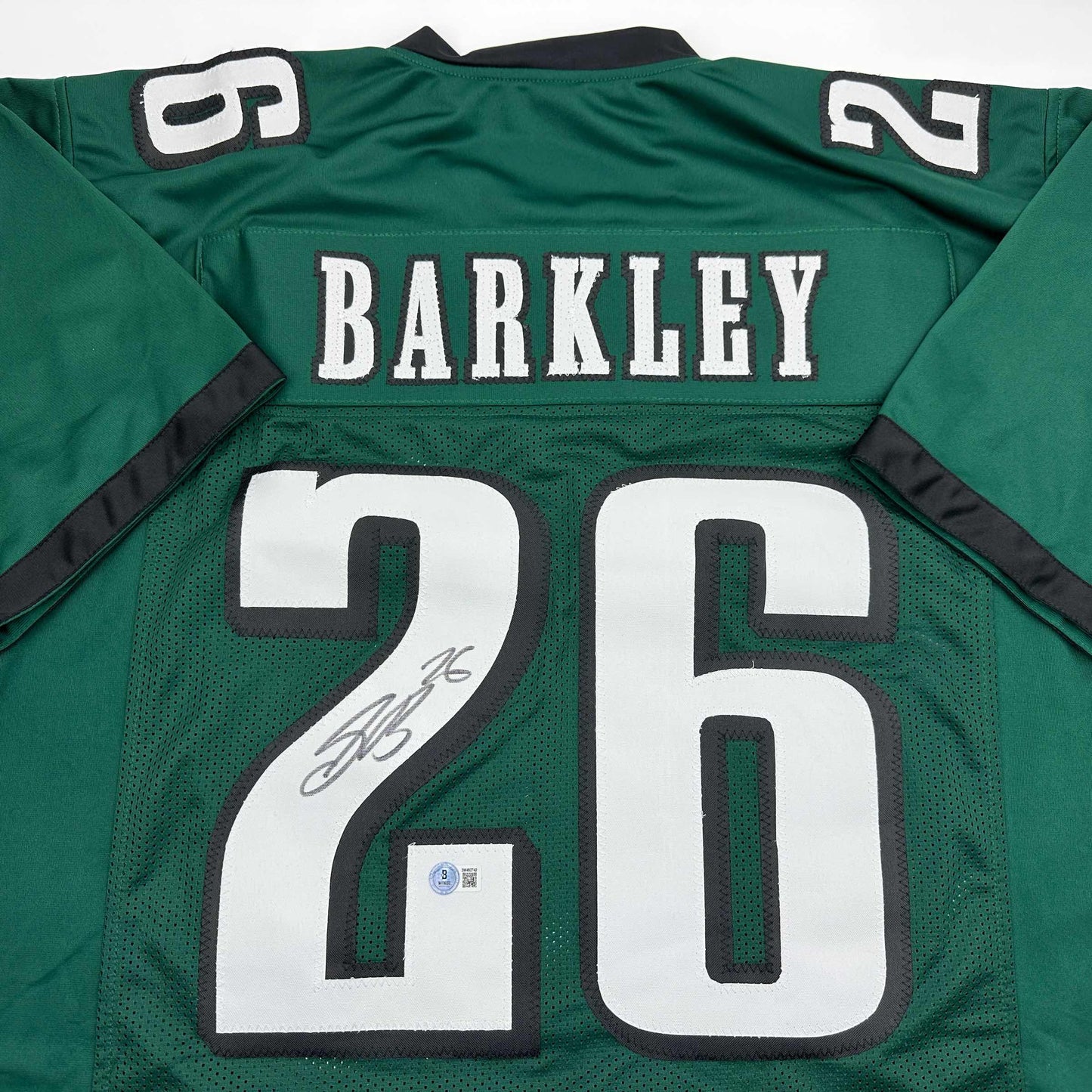 Autographed/Signed Saquon Barkley Philadelphia Midnight Green Football Jersey Beckett BAS COA