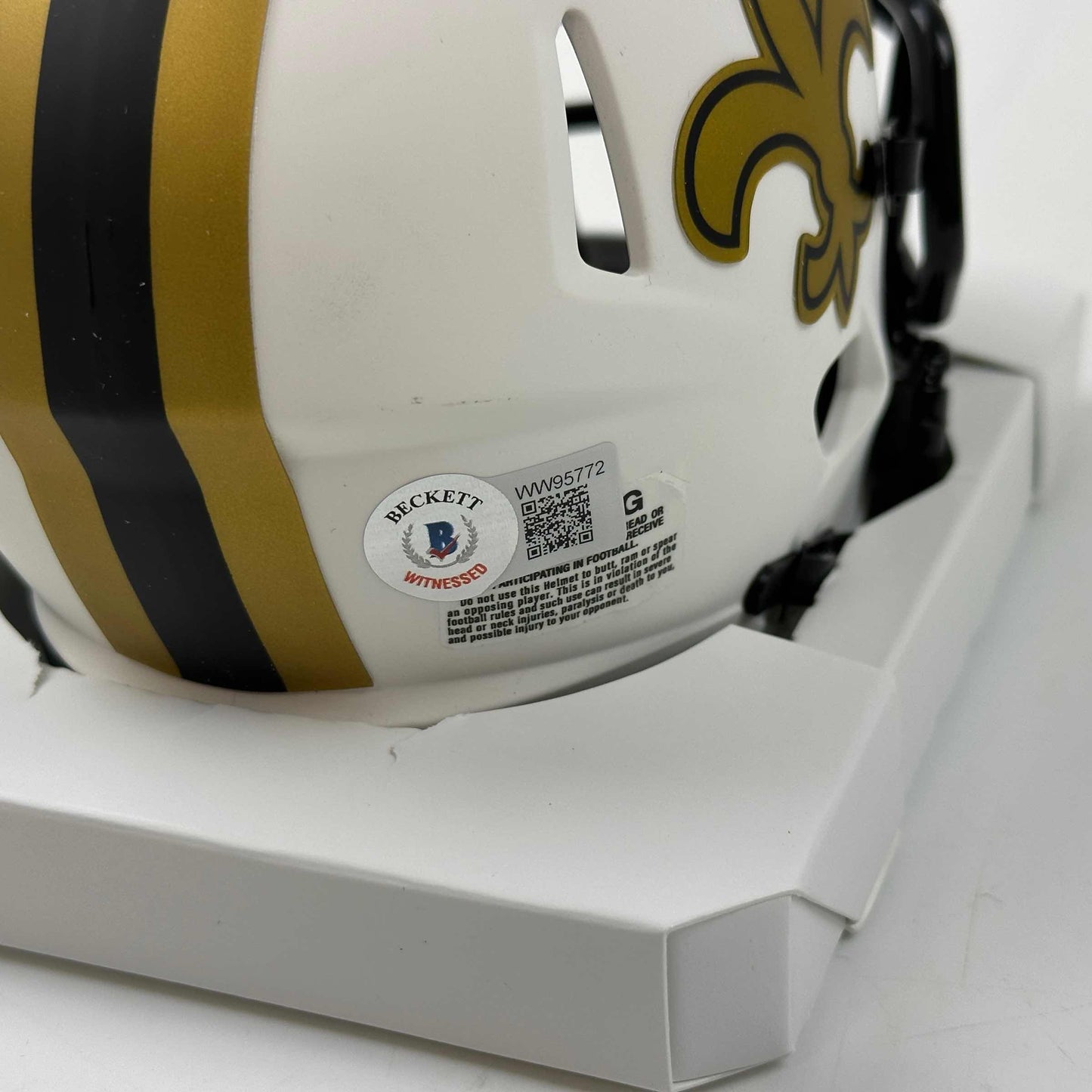 Autographed/Signed Chris Olave New Orleans Saints Lunar Eclipse Mini Football Helmet Beckett BAS COA