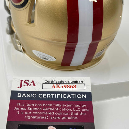 Autographed/Signed Christian McCaffrey San Francisco 49ers Football Mini Helmet JSA COA