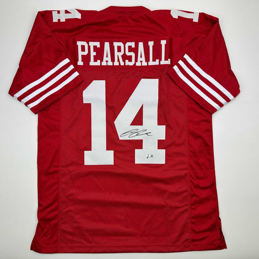 Autographed/Signed Ricky Pearsall San Francisco Red Football Jersey Beckett BAS COA
