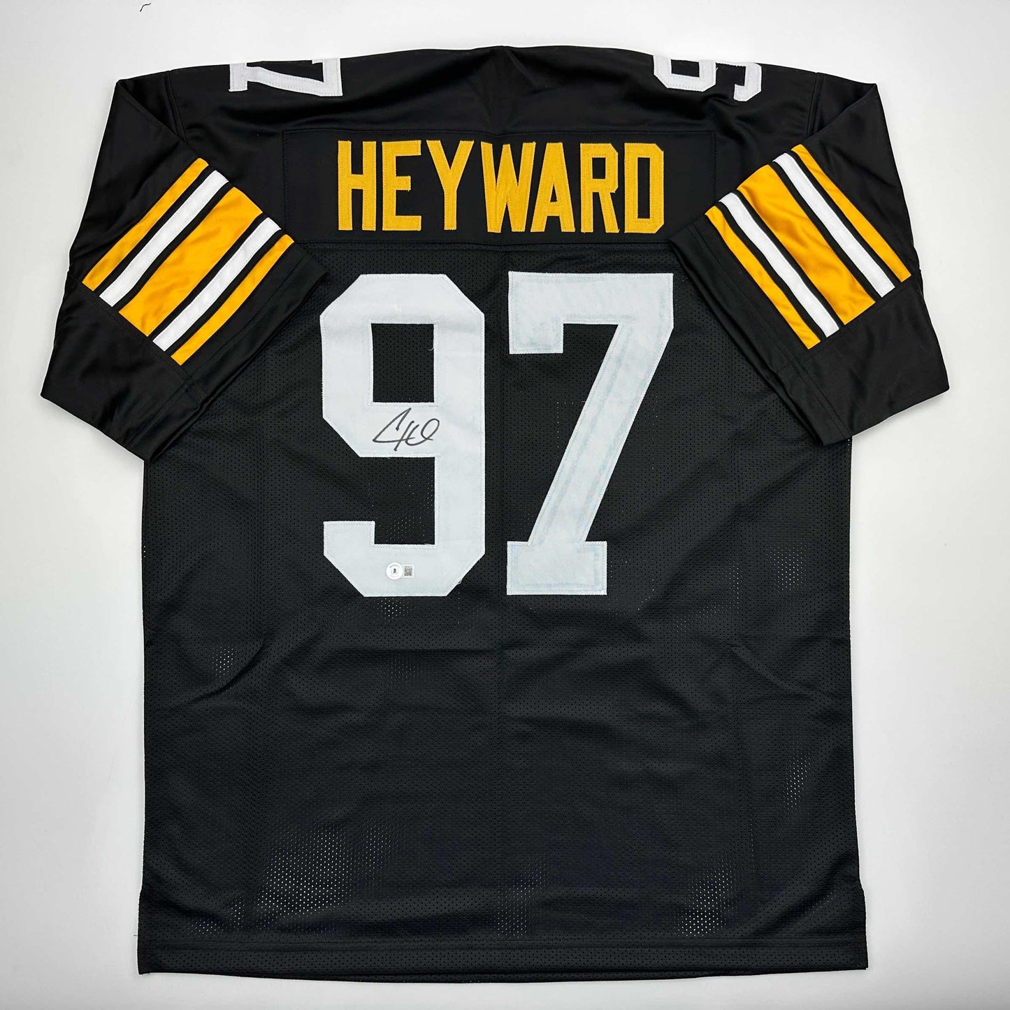 Autographed/Signed Cameron Cam Heyward Pittsburgh Retro Black Football Jersey Beckett BAS COA