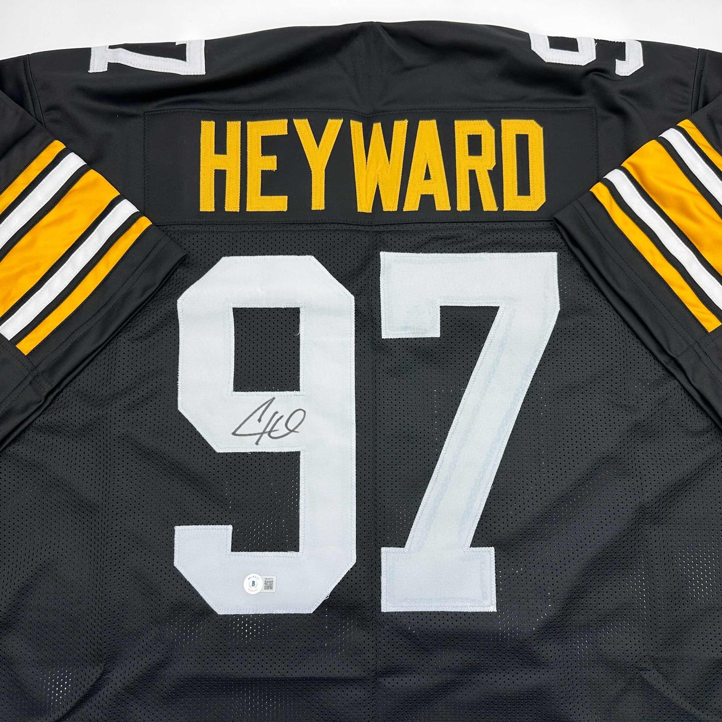 Autographed/Signed Cameron Cam Heyward Pittsburgh Retro Black Football Jersey Beckett BAS COA