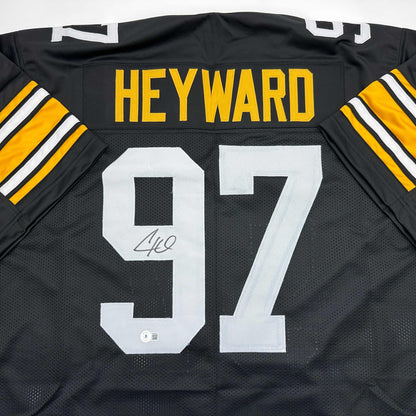 Autographed/Signed Cameron Cam Heyward Pittsburgh Retro Black Football Jersey Beckett BAS COA