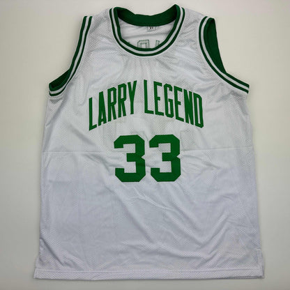 Autographed/Signed Larry Bird Boston White Basketball Jersey Beckett BAS COA