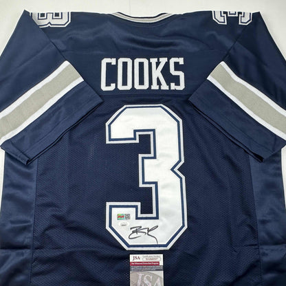 Autographed/Signed Brandin Cooks Dallas Blue Football Jersey JSA COA