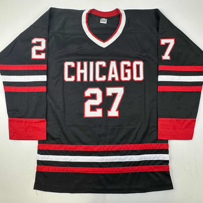 Autographed/Signed Jeremy Roenick Chicago Black Hockey Jersey JSA COA