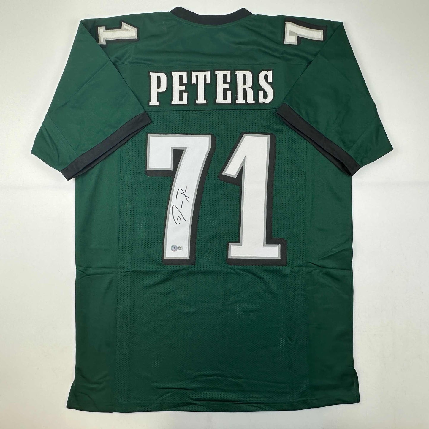 Autographed/Signed Jason Peters Philadelphia Green Football Jersey Beckett BAS COA