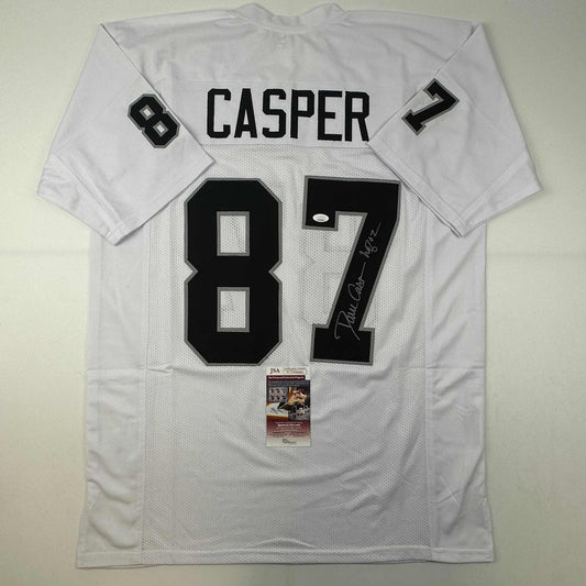 Autographed/Signed Dave Casper HOF 02 Oakland Las Vegas White Football Jersey JSA COA