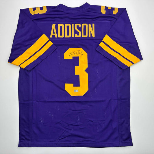 Autographed/Signed Jordan Addison Minnesota Color Rush Football Jersey Beckett BAS COA